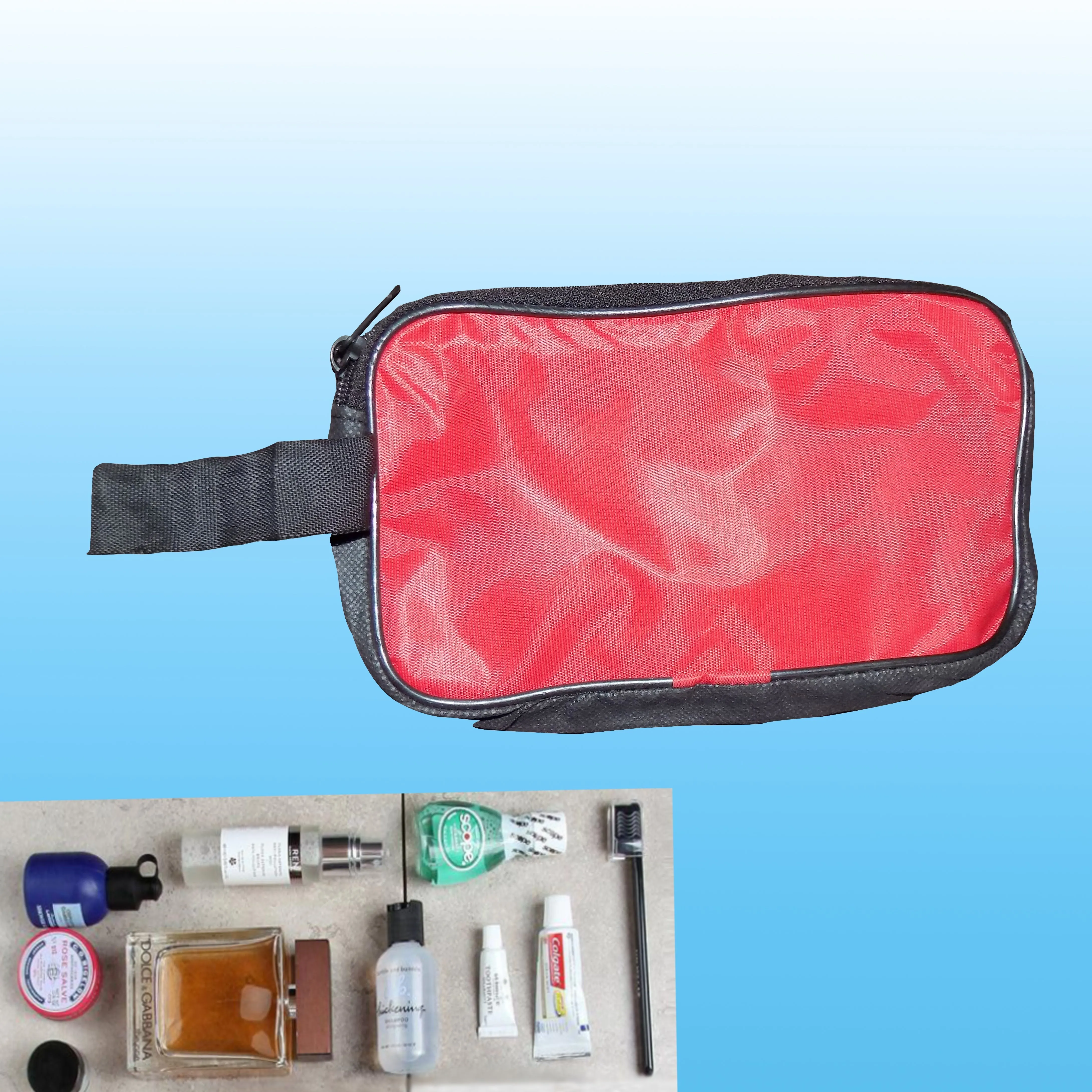 0845 Portable Travel Hand Pouch / Shaving Kit Bag for Multipurpose Use (Red)