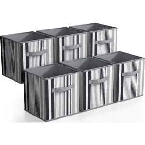 11" Cube Storage Bins (6 Pack Lines Print)