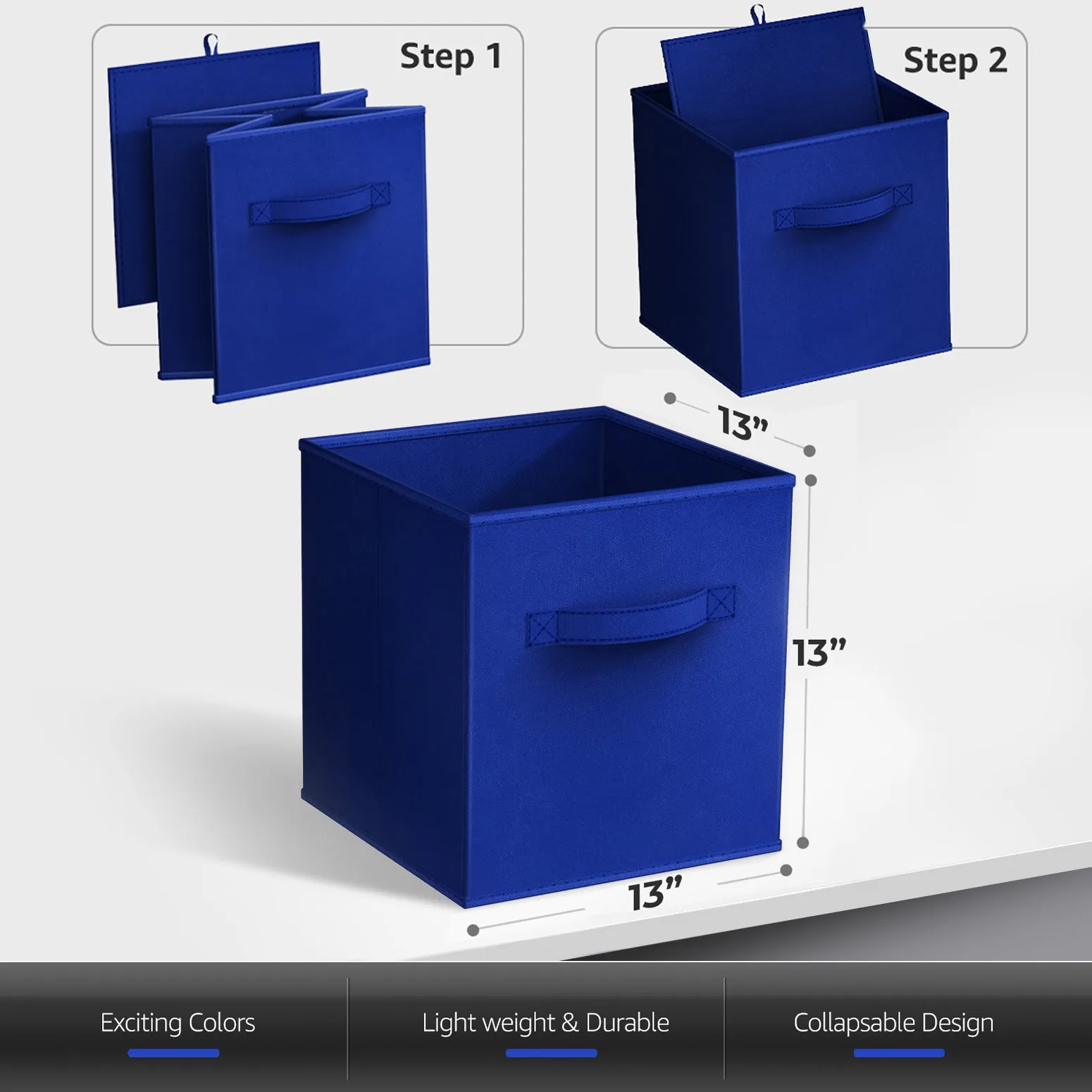 13" Cube Storage Bins (8 Pack, Solid Colors)