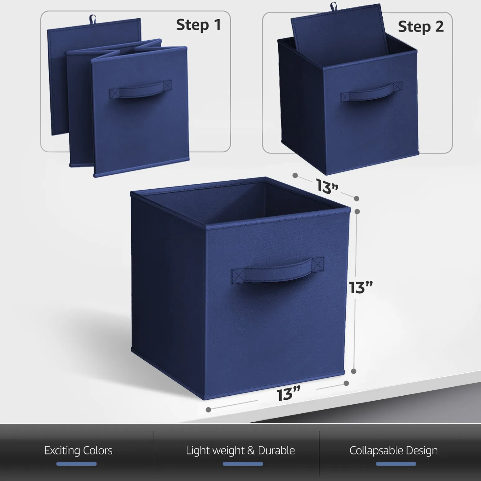 13" Cube Storage Bins (8 Pack, Solid Colors)