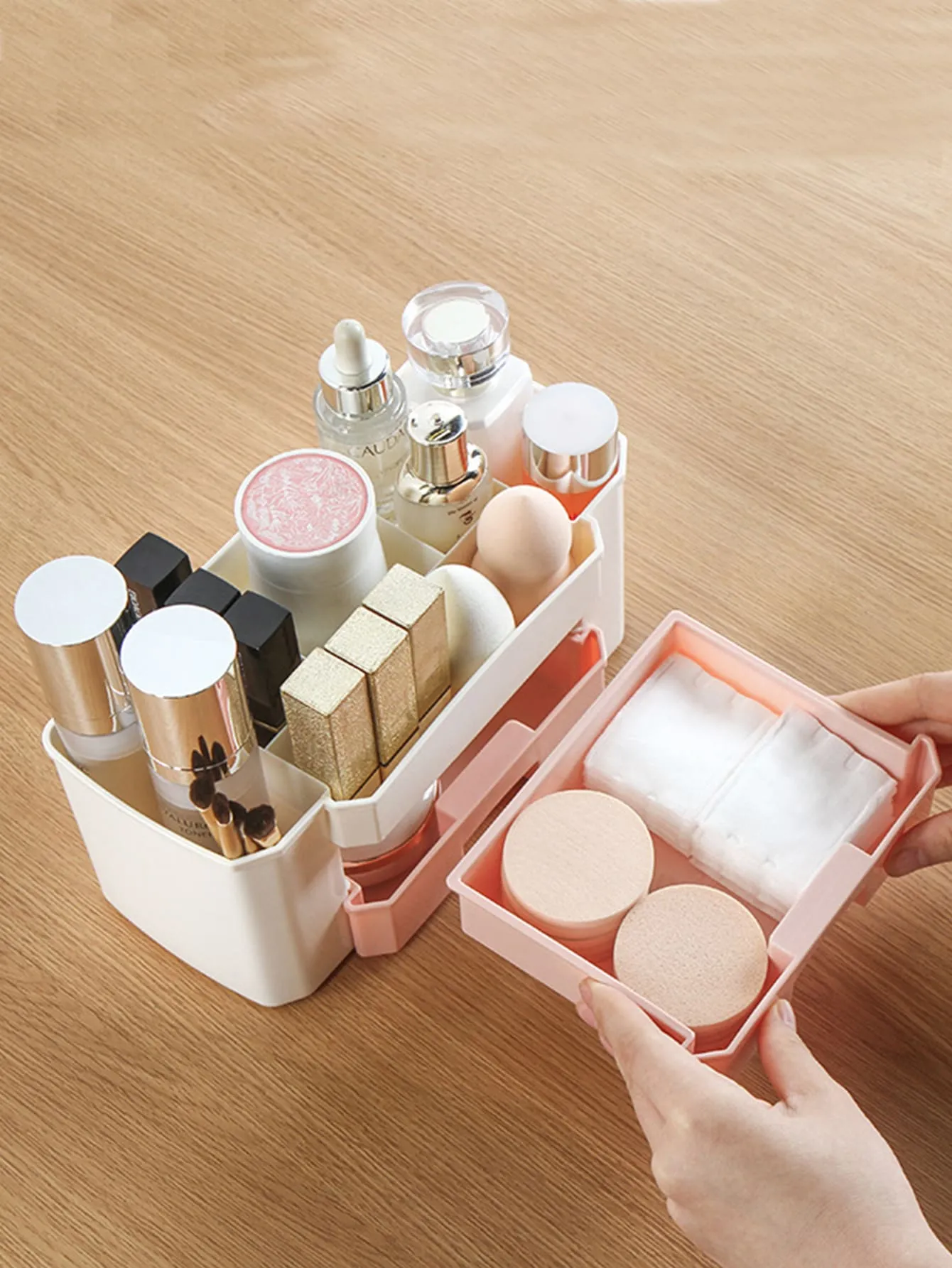 1pc Color Block Cosmetic Storage Box