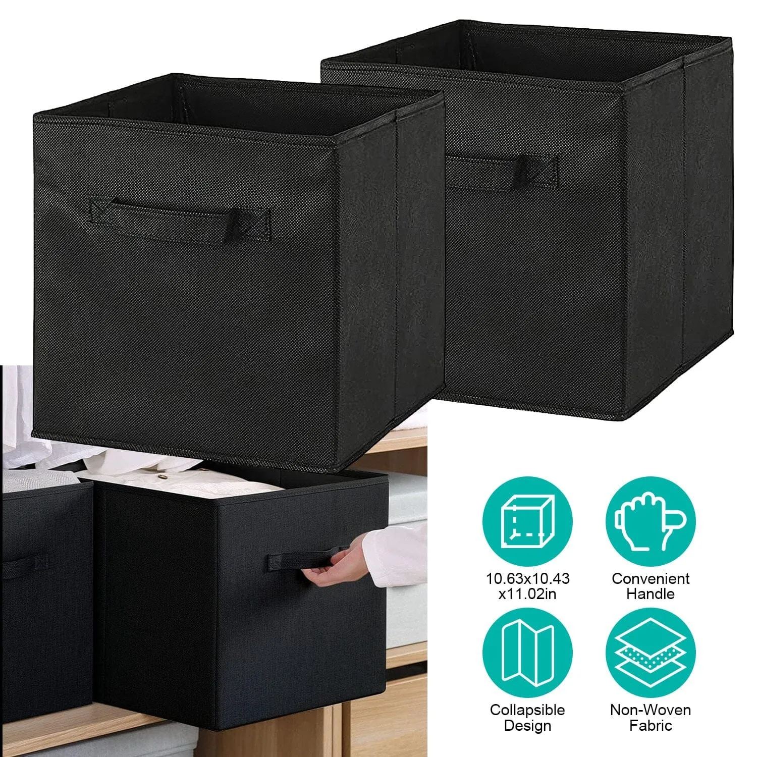 2-Piece Set: Storage Bin Non-Woven Fabric Cube Organizer