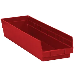 23 5/8 x 6 5/8 x 4" Red Plastic Shelf Bin Boxes