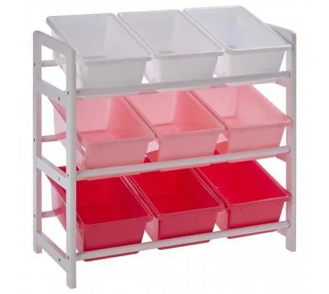 3 Tier White/Pink Kids Storage Unit