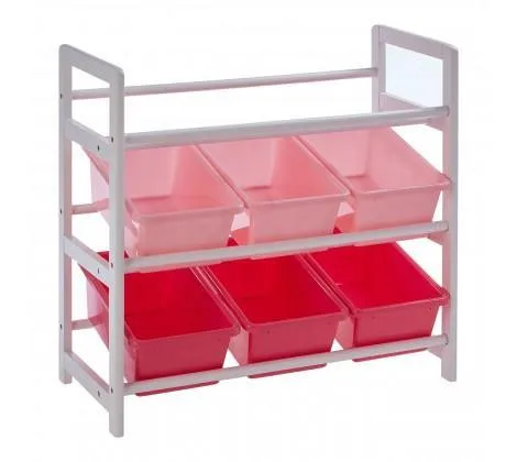 3 Tier White/Pink Kids Storage Unit