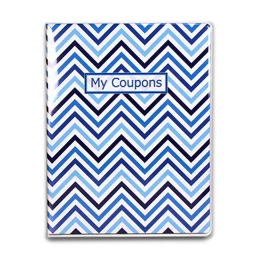 4-Pocket Chevron Blue Coupon Organizer Portfolio