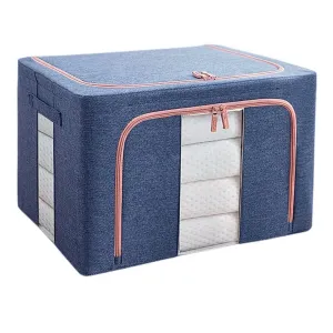 66L Linen Storage Box with Metal Frame Closet Organizer