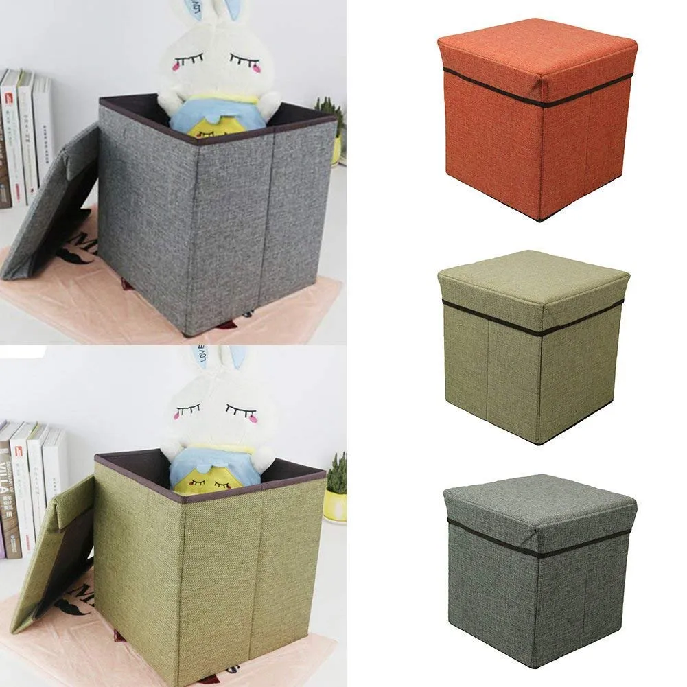 AAGNA Fabric Folding Organizer Storage Ottoman Bench Footrest Stool Coffee Table Cube, Camping Fishing Toys Chest Stool, Quick And Easy Assembly, Multi Colour (30X30X30 Cm)