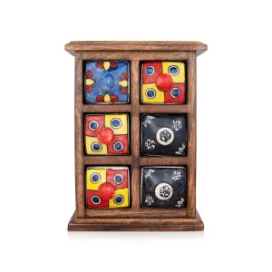 Almirah with 6 Drawer - 10 x 7 Inches | Mini Wooden Box/ Storage Box for Home/ 2.400 Kgs Approx