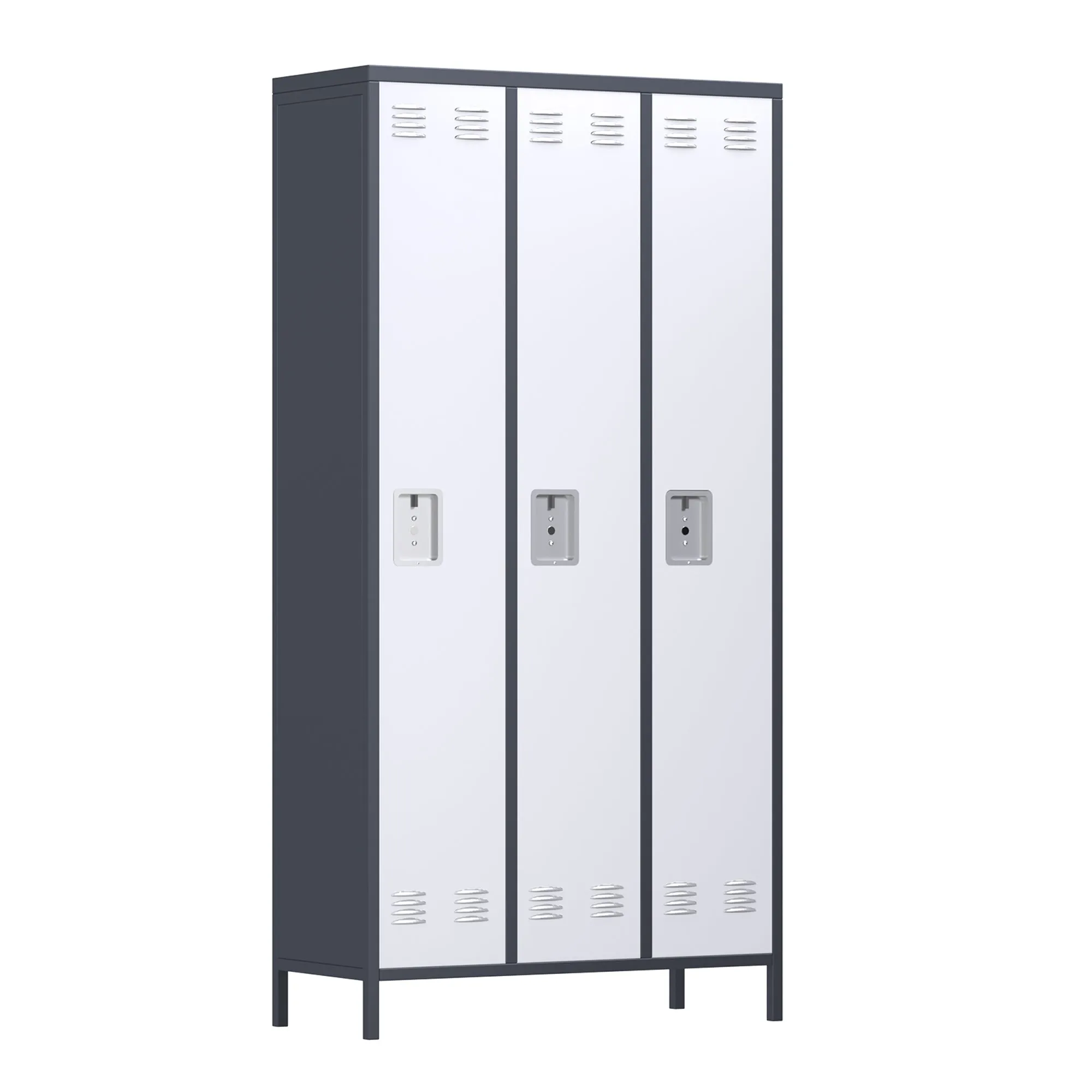 AOBABO 3 Door Steel Storage Cabinet Metal Locker for Office or Bedroom, Gray