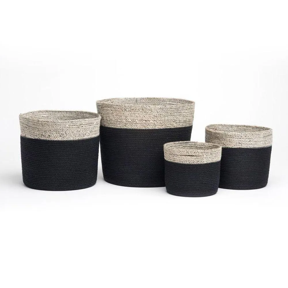 Bedford Small Round Jute Storage Basket Charcoal