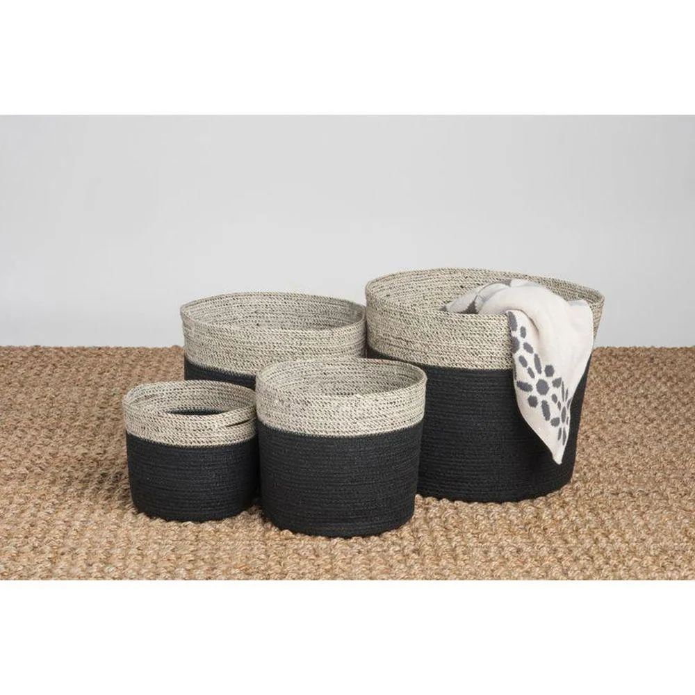 Bedford Small Round Jute Storage Basket Charcoal