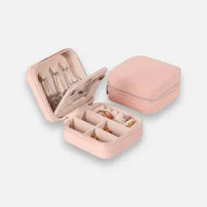 Blush Square Mini Jewellery Box with Mirror