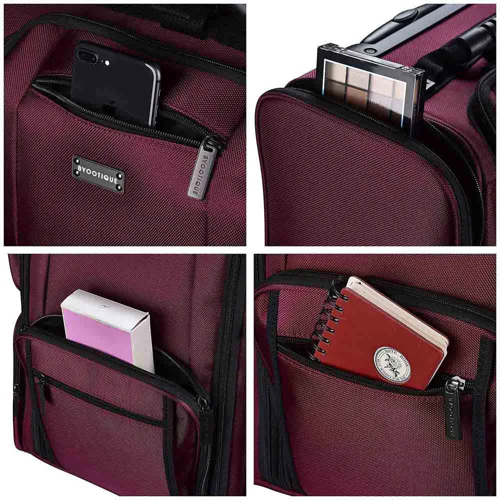 Byootique Nylon Makeup Case w/ Wheels & 6 Cosmetic Bags