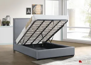 Byron Hydraulic Lift Up Storage Platform Bed in Grey Linen - Available in 2 Sizes