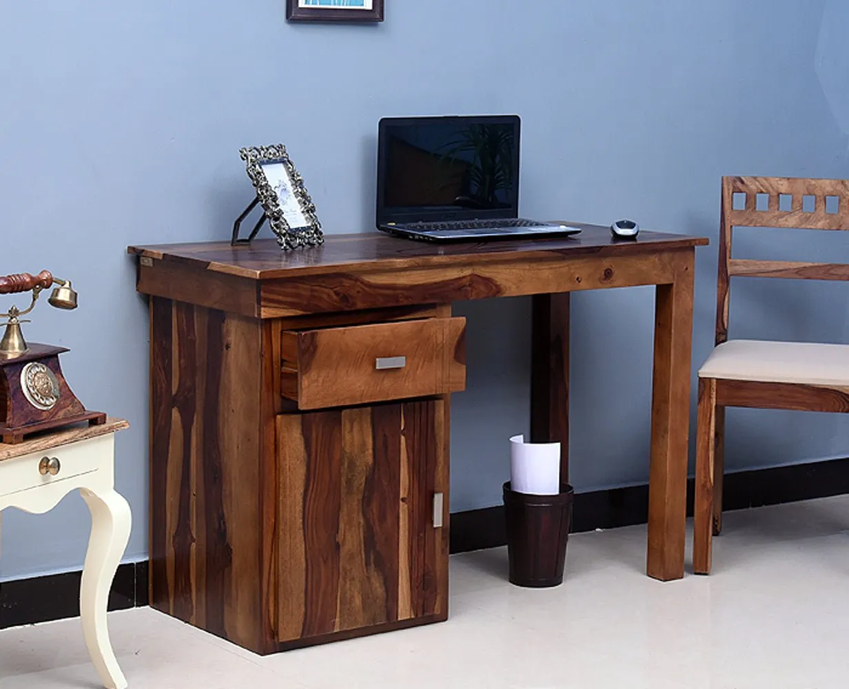 Cabinda Solid Wood Writing Study Table, Study Laptop Desk with Drawer