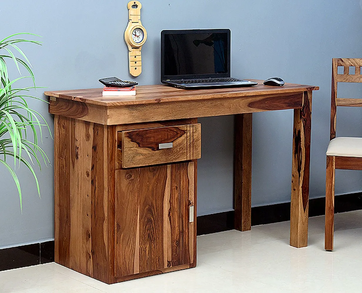 Cabinda Solid Wood Writing Study Table, Study Laptop Desk with Drawer