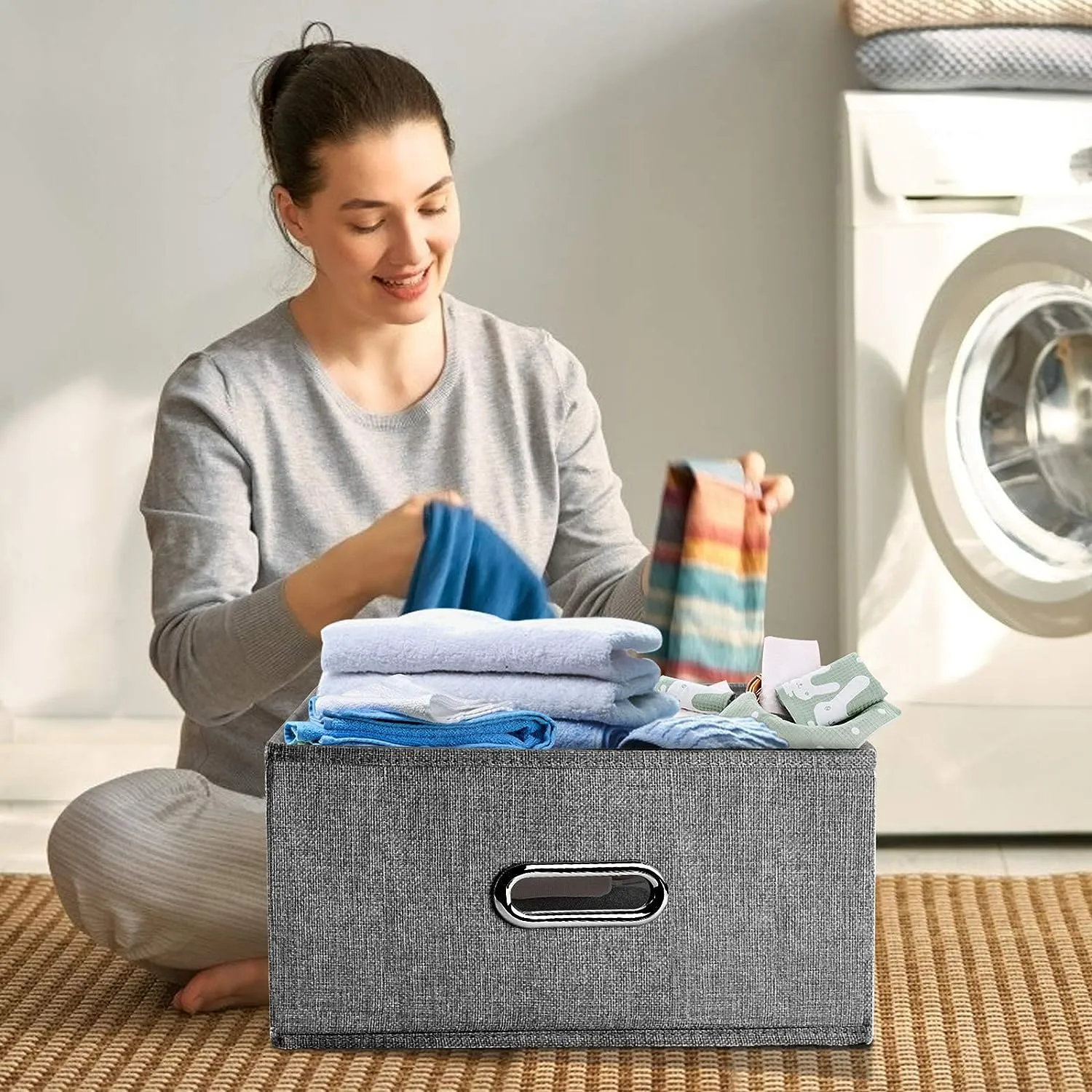 Collapsible Storage Bins with Lids and Handles-L