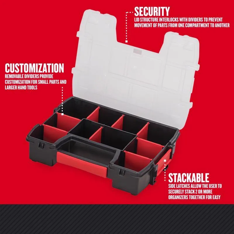 Craftsman 8.5 in. W X 2.5 in. H X 11.5 in. D Storage Organizer Plastic 10 compartments Black/Red