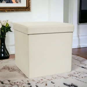 Cream Foldable Storage Box With Lid