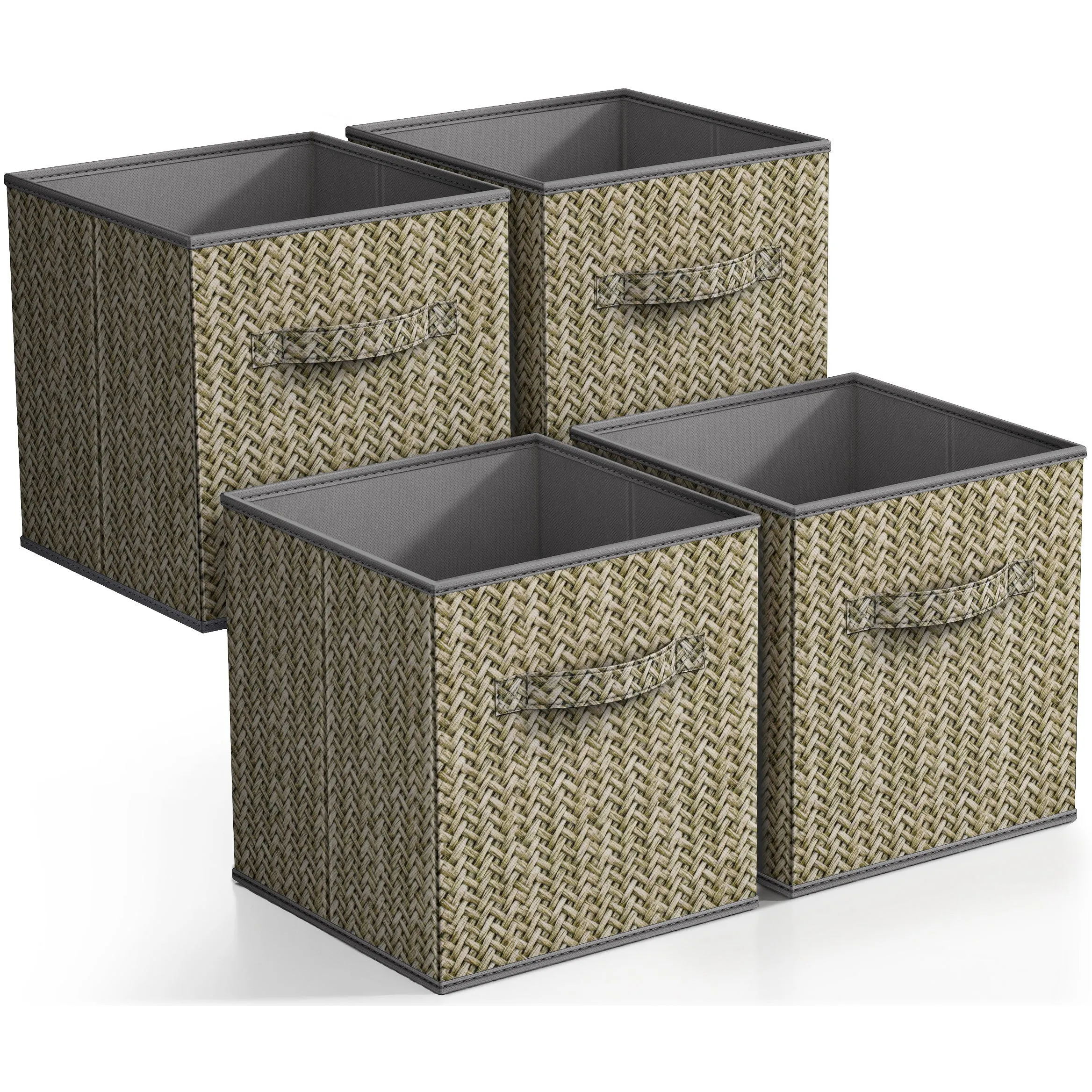 Cube Fabric Storage 11" Bin (4 Pack Woven Print)