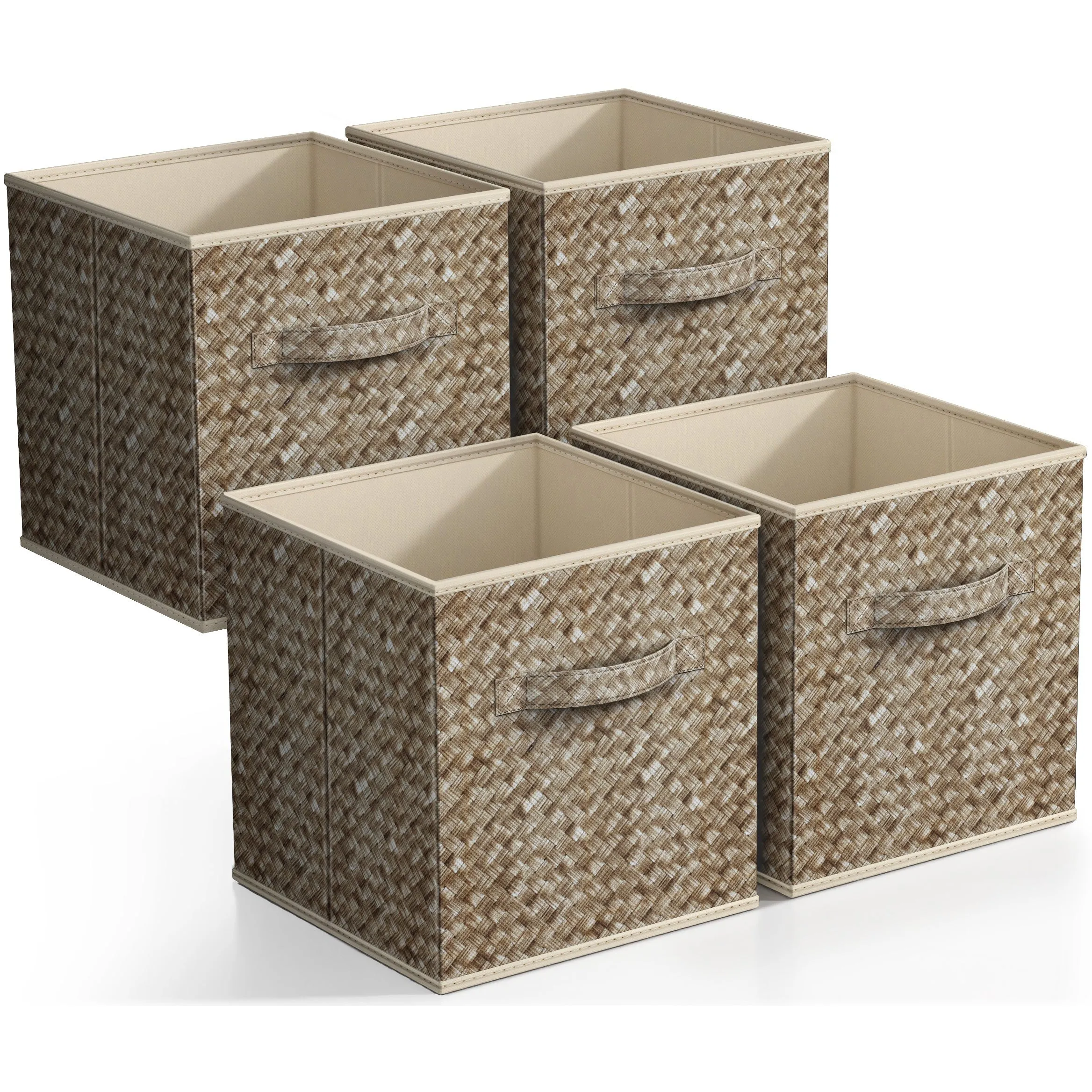 Cube Fabric Storage 11" Bin (4 Pack Woven Print)