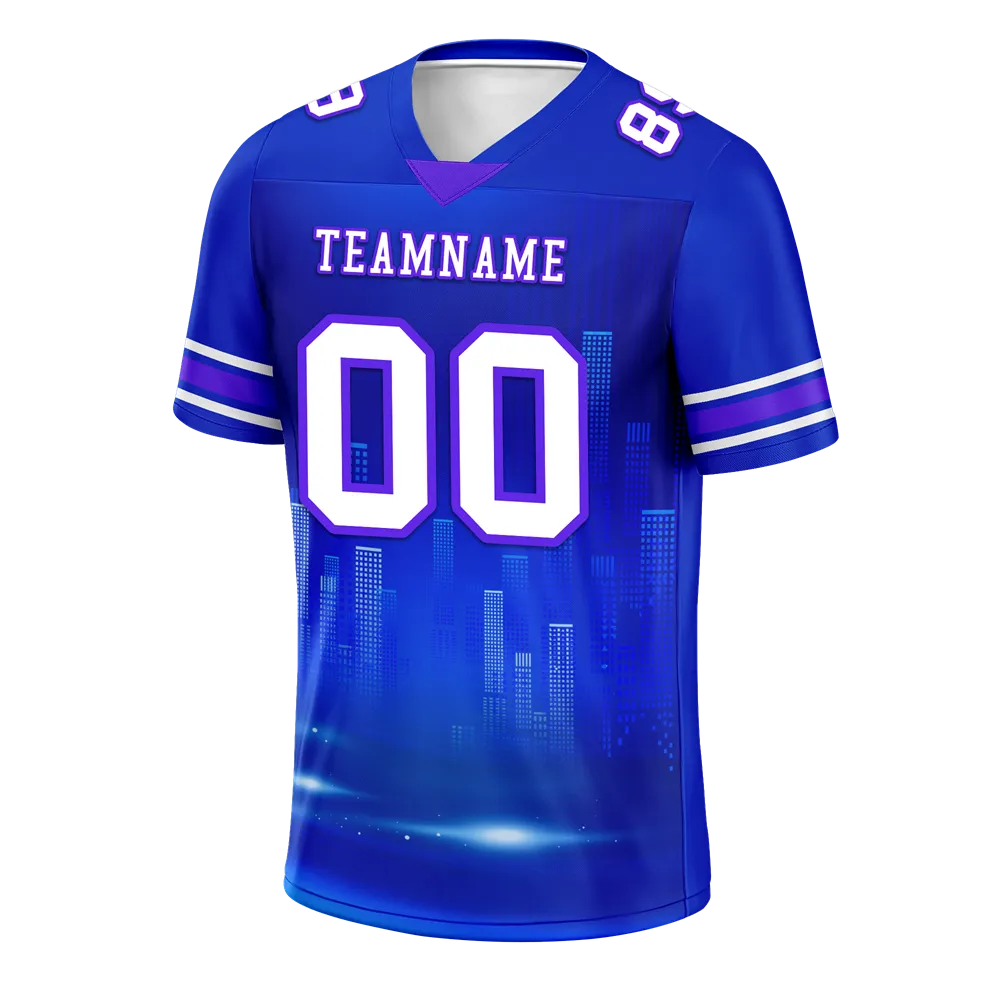 Custom Blue Graffiti Pattern White Personalized Authentic Football Jersey FBJ02-bc0fade