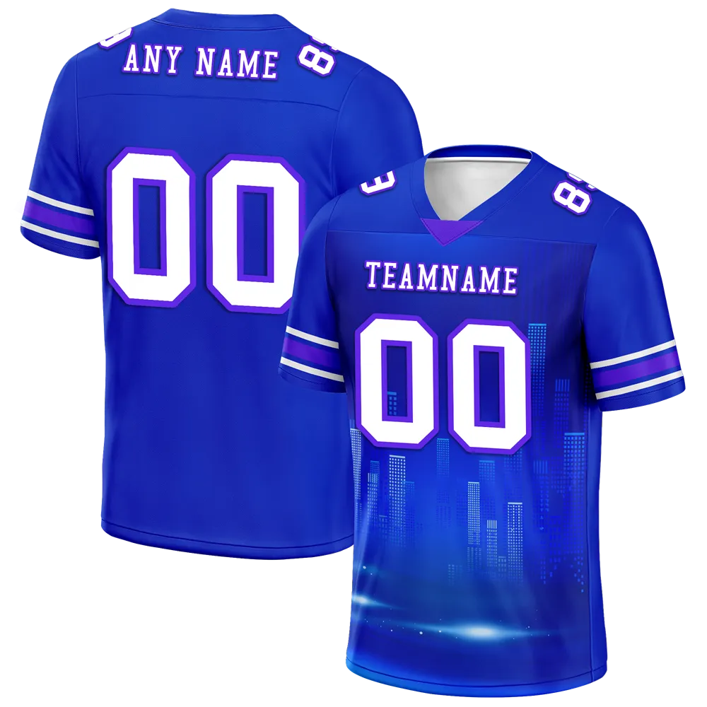 Custom Blue Graffiti Pattern White Personalized Authentic Football Jersey FBJ02-bc0fade