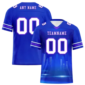 Custom Blue Graffiti Pattern White Personalized Authentic Football Jersey FBJ02-bc0fade