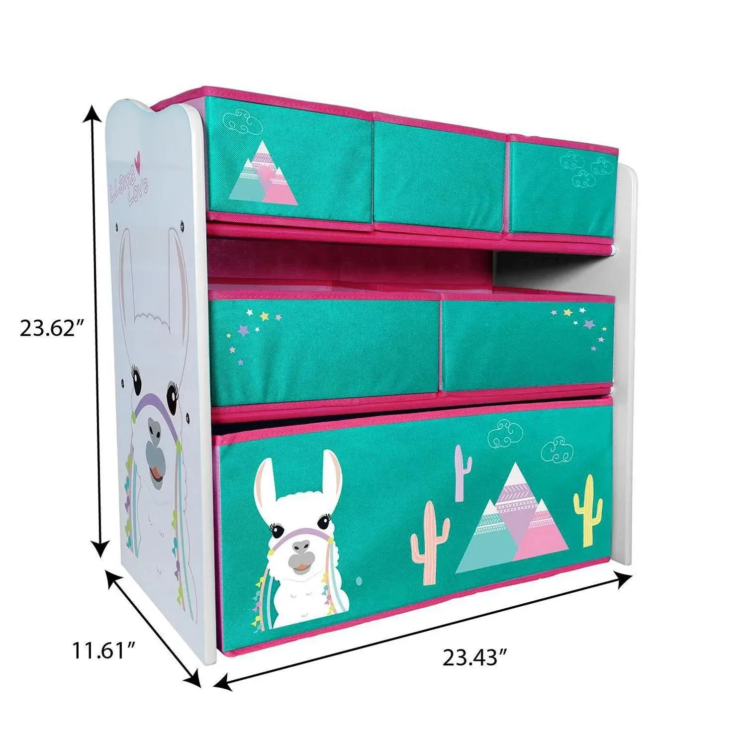 Danawares Llama Toy Organizer/Bookshelf with 6 Fabric Bins