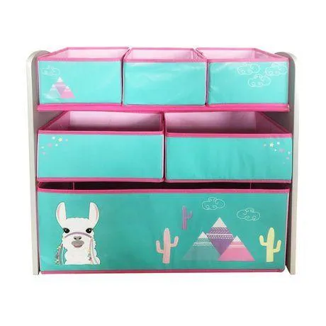 Danawares Llama Toy Organizer/Bookshelf with 6 Fabric Bins