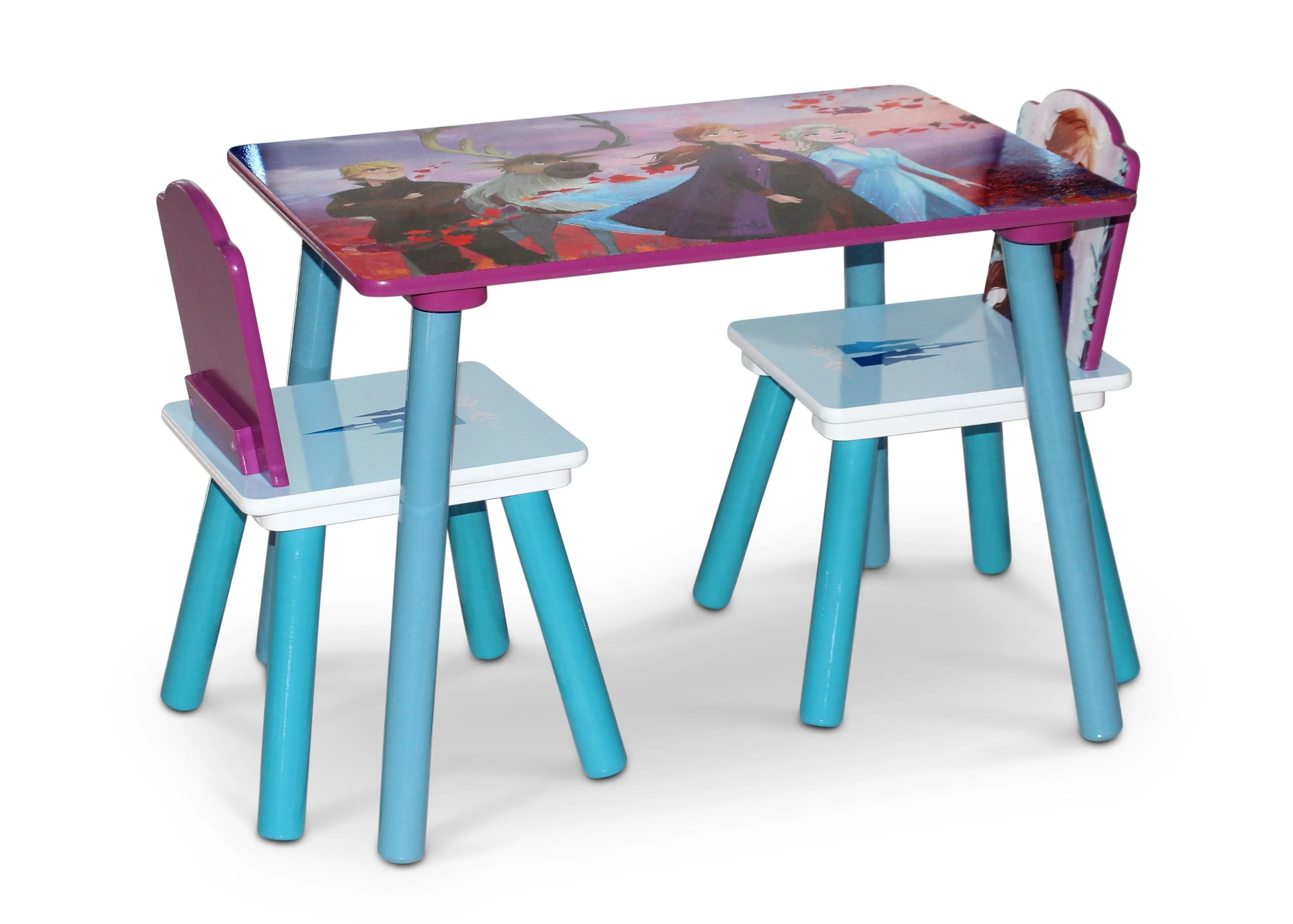 Disney Frozen II 4-Piece Playroom Solution  – Set Includes Table and 2 Chairs and 6-Bin Toy Organizer