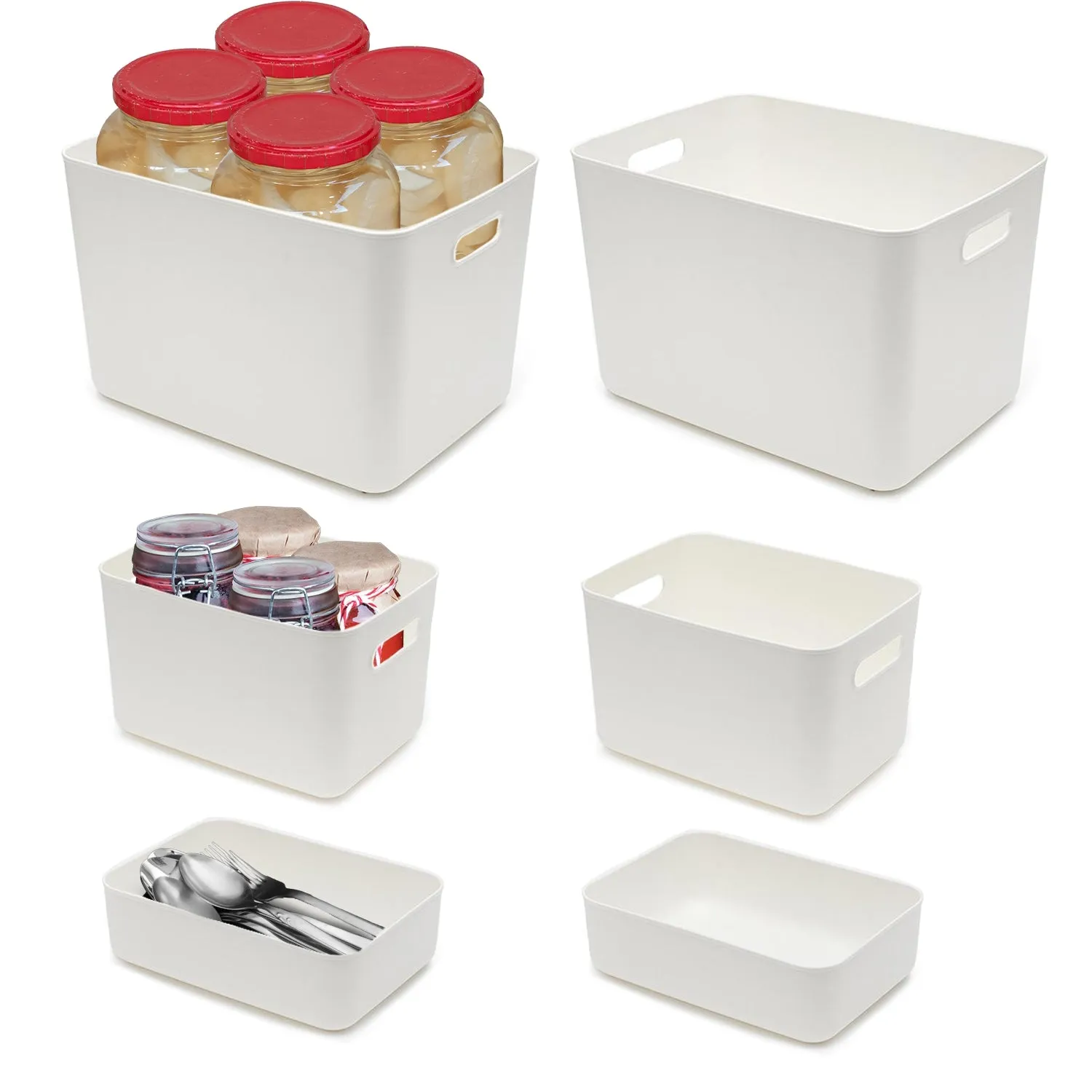 Durable Classified Plastic Storage Bins with Lids, 6-Piece