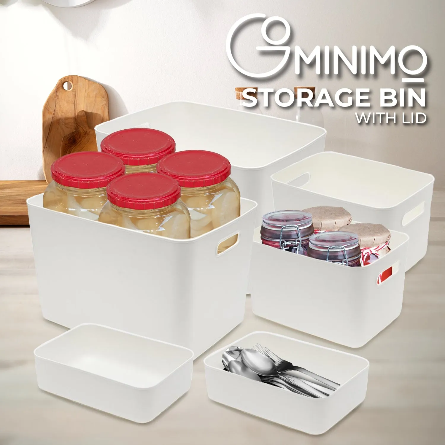 Durable Classified Plastic Storage Bins with Lids, 6-Piece