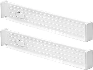 Expandable Drawer Organiser Narrow White- Set of 2