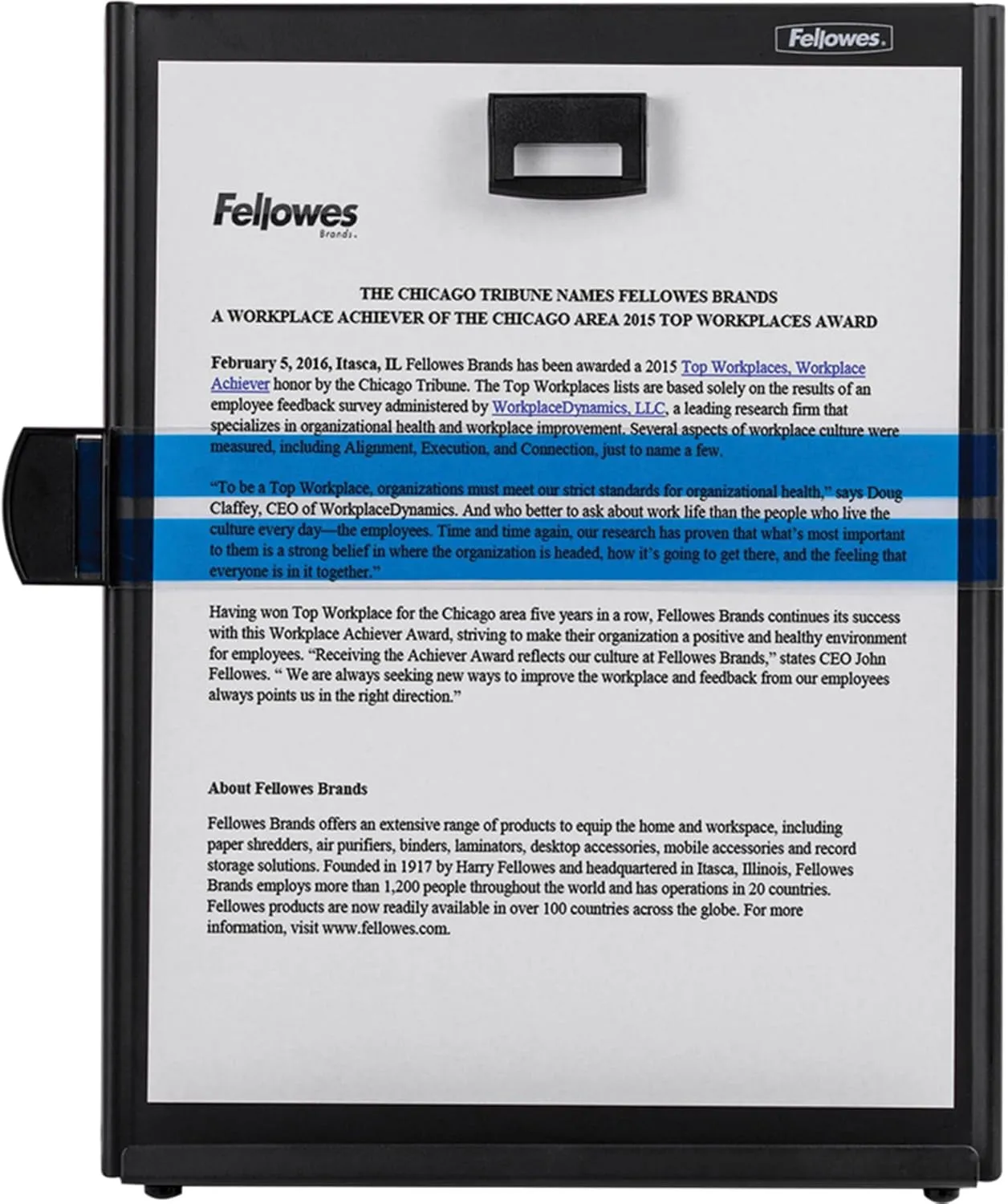 Fellowes Kopy-Aid Black Letter Copyholder (11053), 11.4" X 10.6" X 8.4"