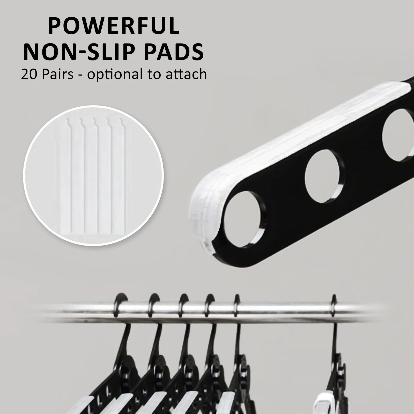 Foldable 10-Hole Anti-Slip Clothes Hanger 50X Set - WING