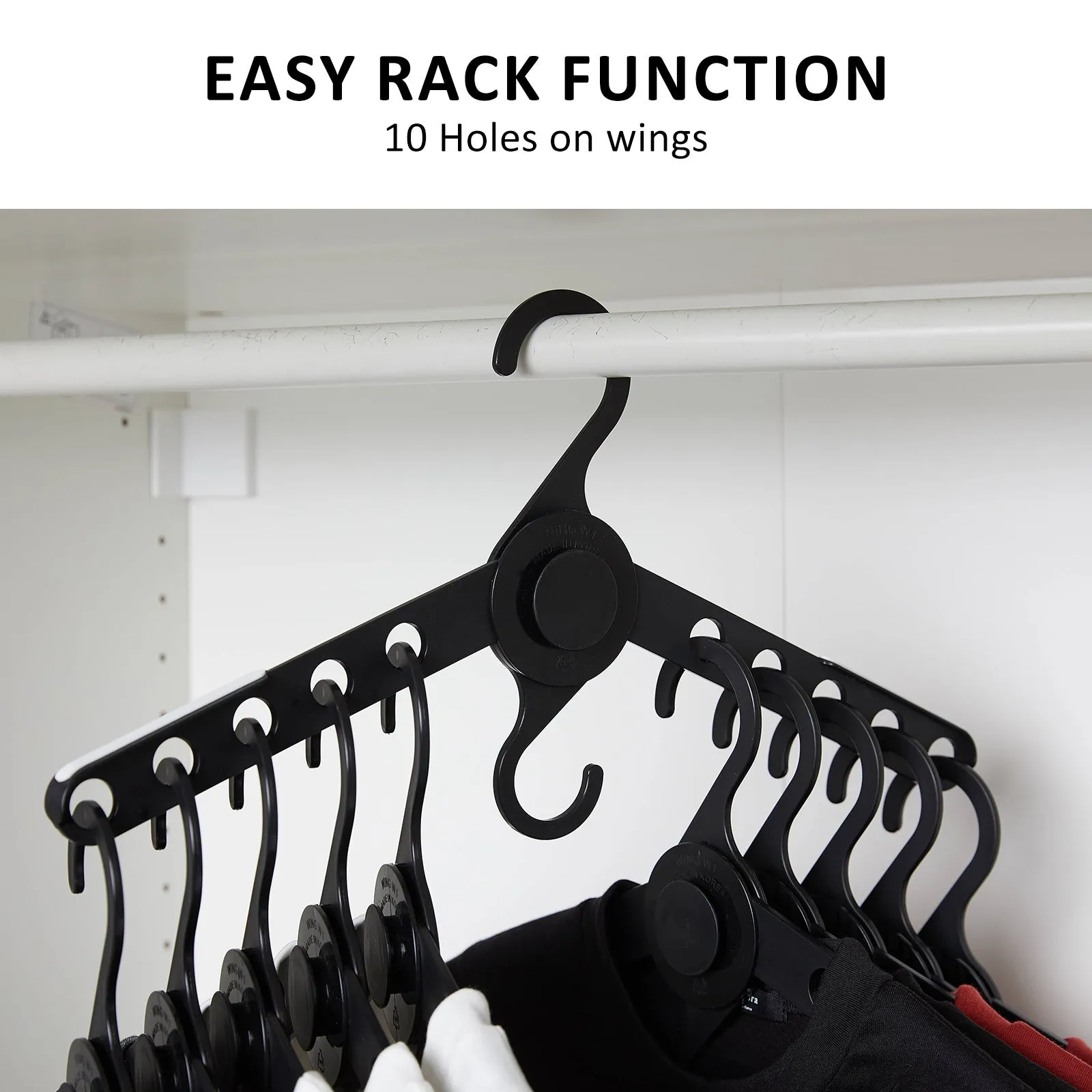 Foldable 10-Hole Anti-Slip Clothes Hanger 50X Set - WING