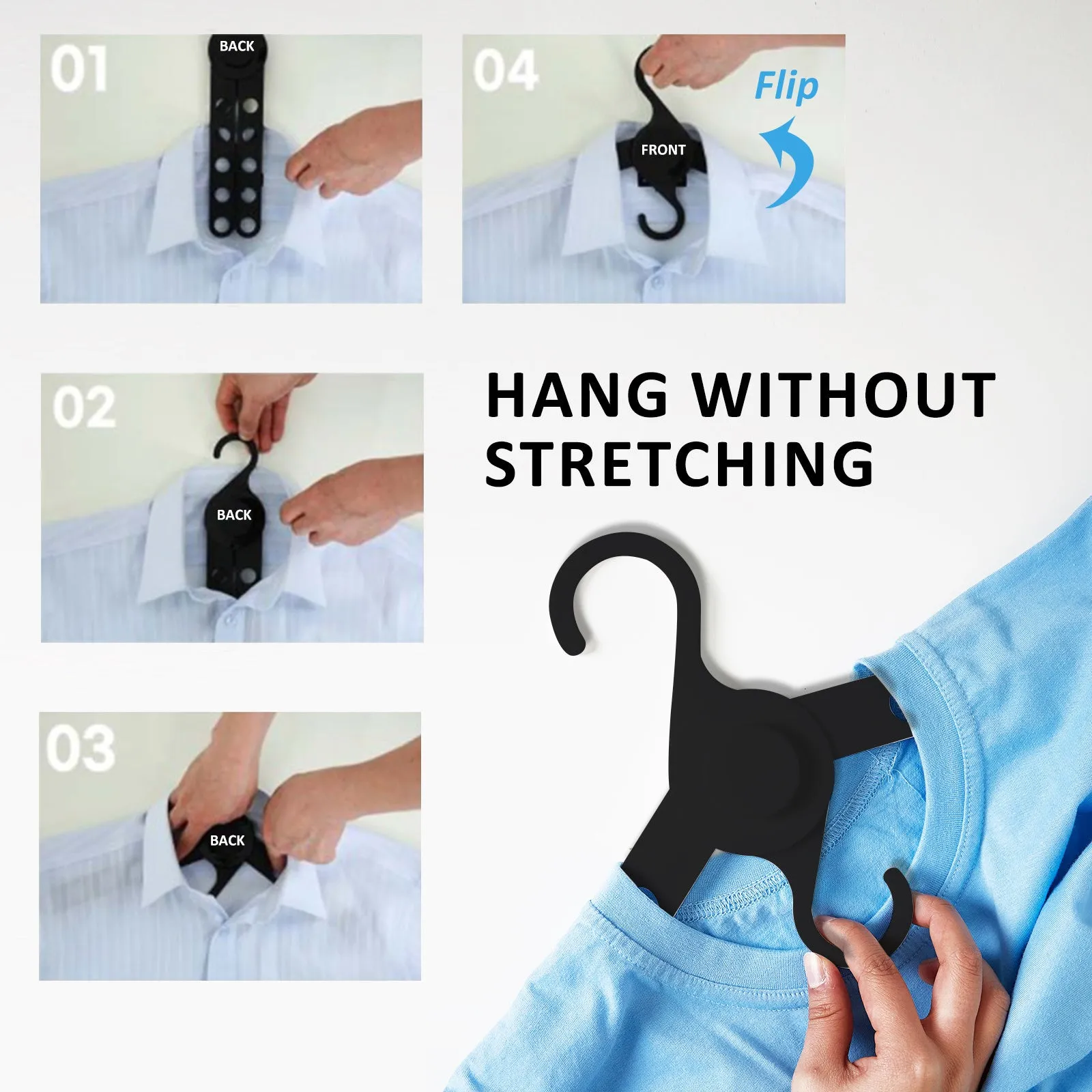 Foldable 10-Hole Anti-Slip Clothes Hanger 50X Set - WING