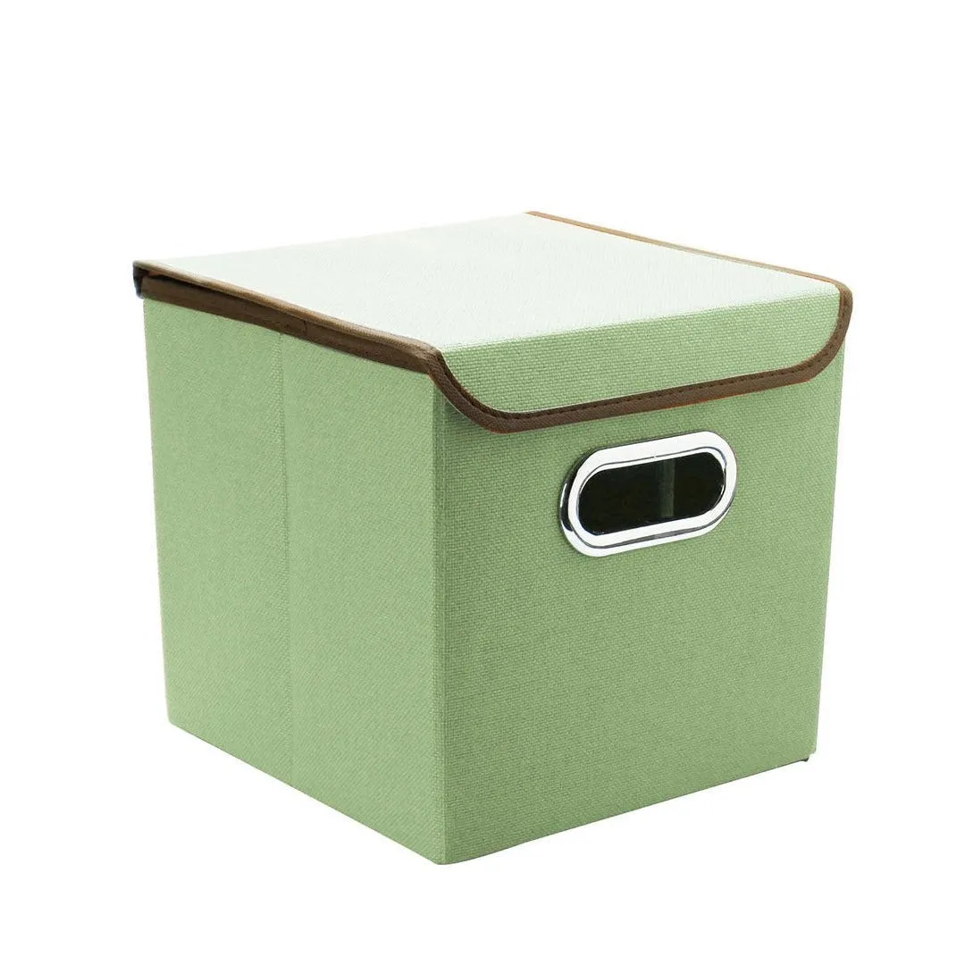 Foldable Storage Cube Boxes With Lid ( Random Colour ) By AK - 1 PC