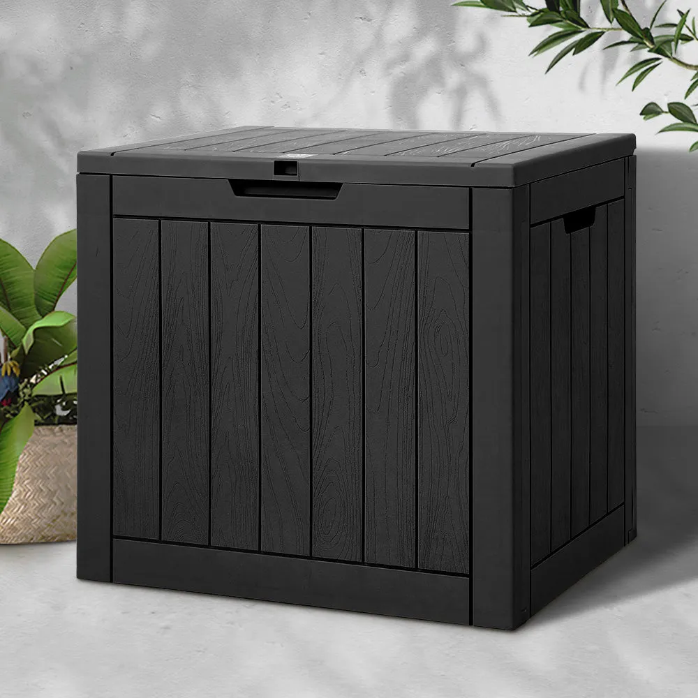 Gardeon Outdoor Storage Box 118L Container Lockable Indoor Garden Toy Tool Shed Black