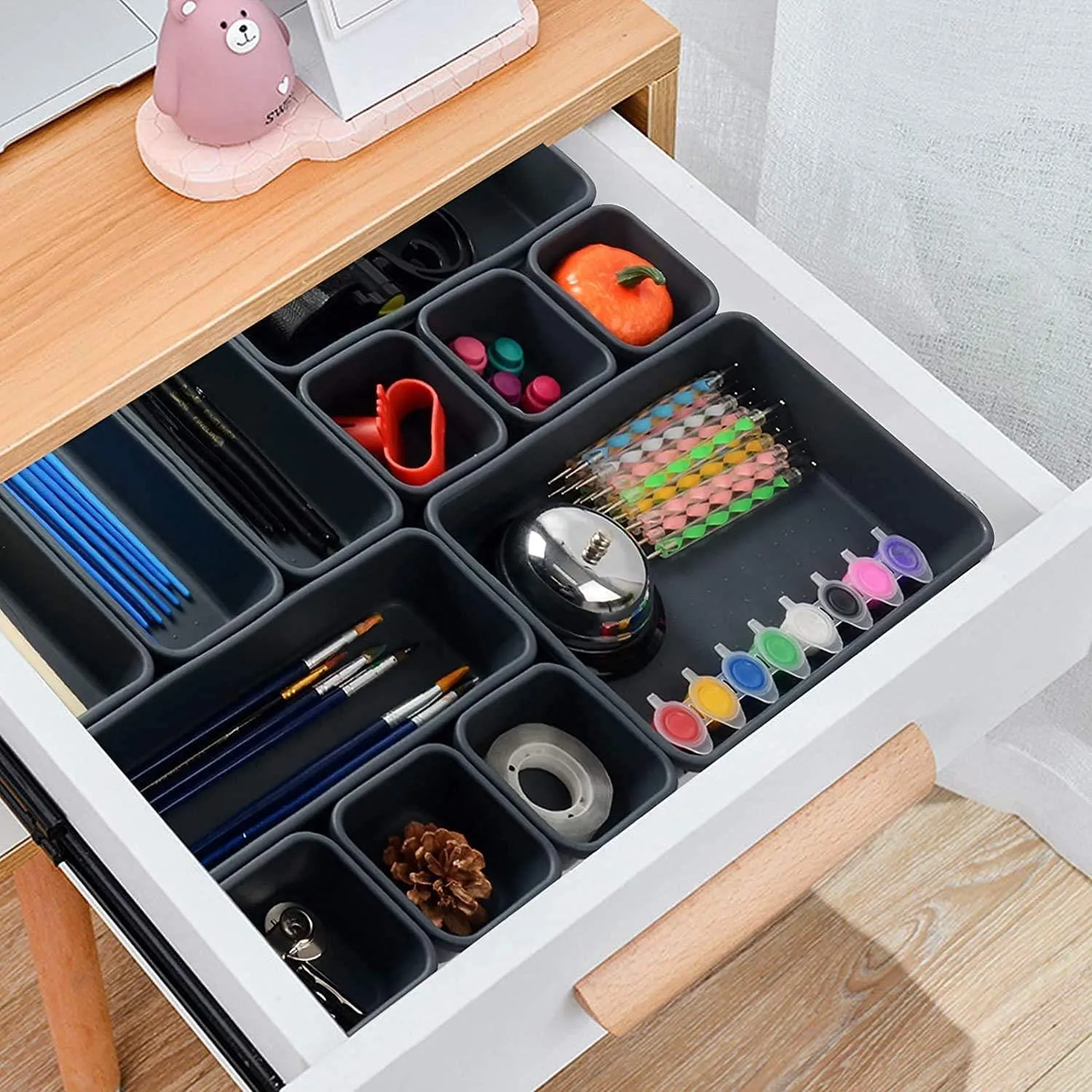 GEEZY Set of 8 Kitchen, Desk, Bathroom Drawer Organizer Set