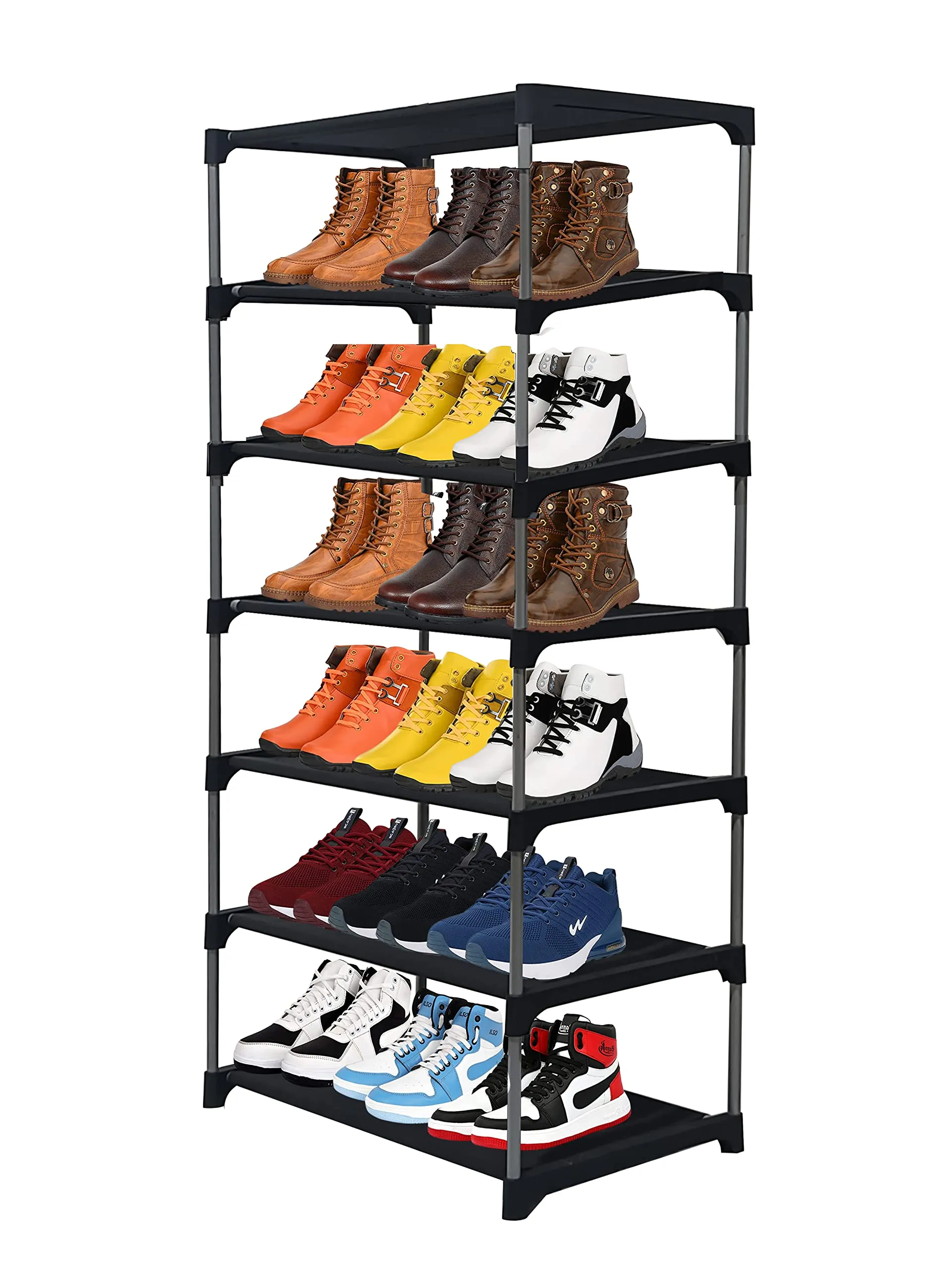 GlowSilk® Multipurpose Collapsible 6 layer Metal Shoe Stand, Shoe Organiser for Home & Office (Brown, Metal)