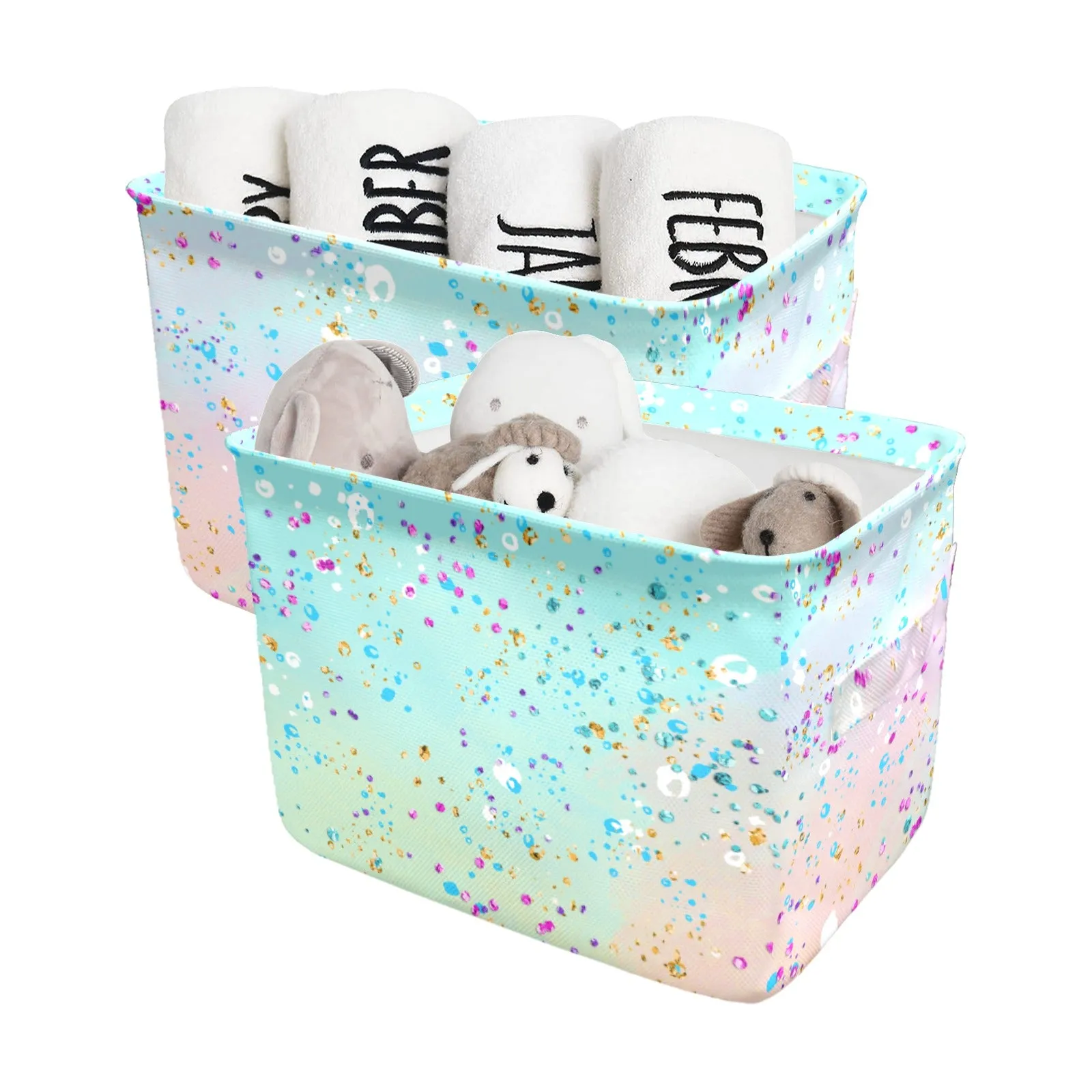 Green Splash Fabric Storage Basket