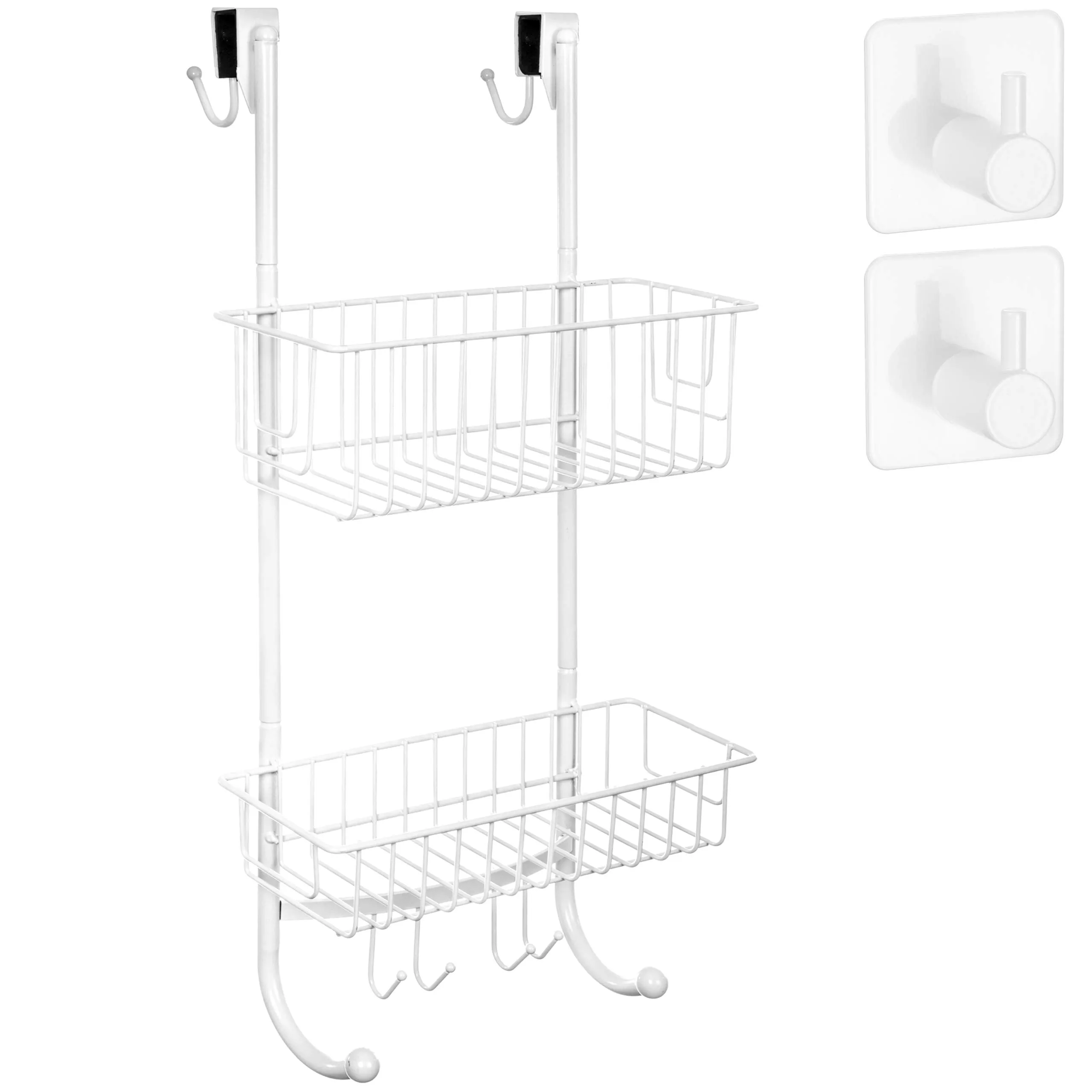 Hanging Shower Caddy In White - 2x Hanging Shower Organizer Levels 235'' X 12''