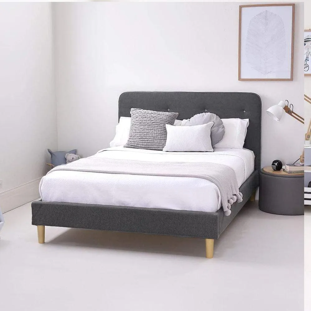 HARLOW Upholstered Bed - Ash Grey