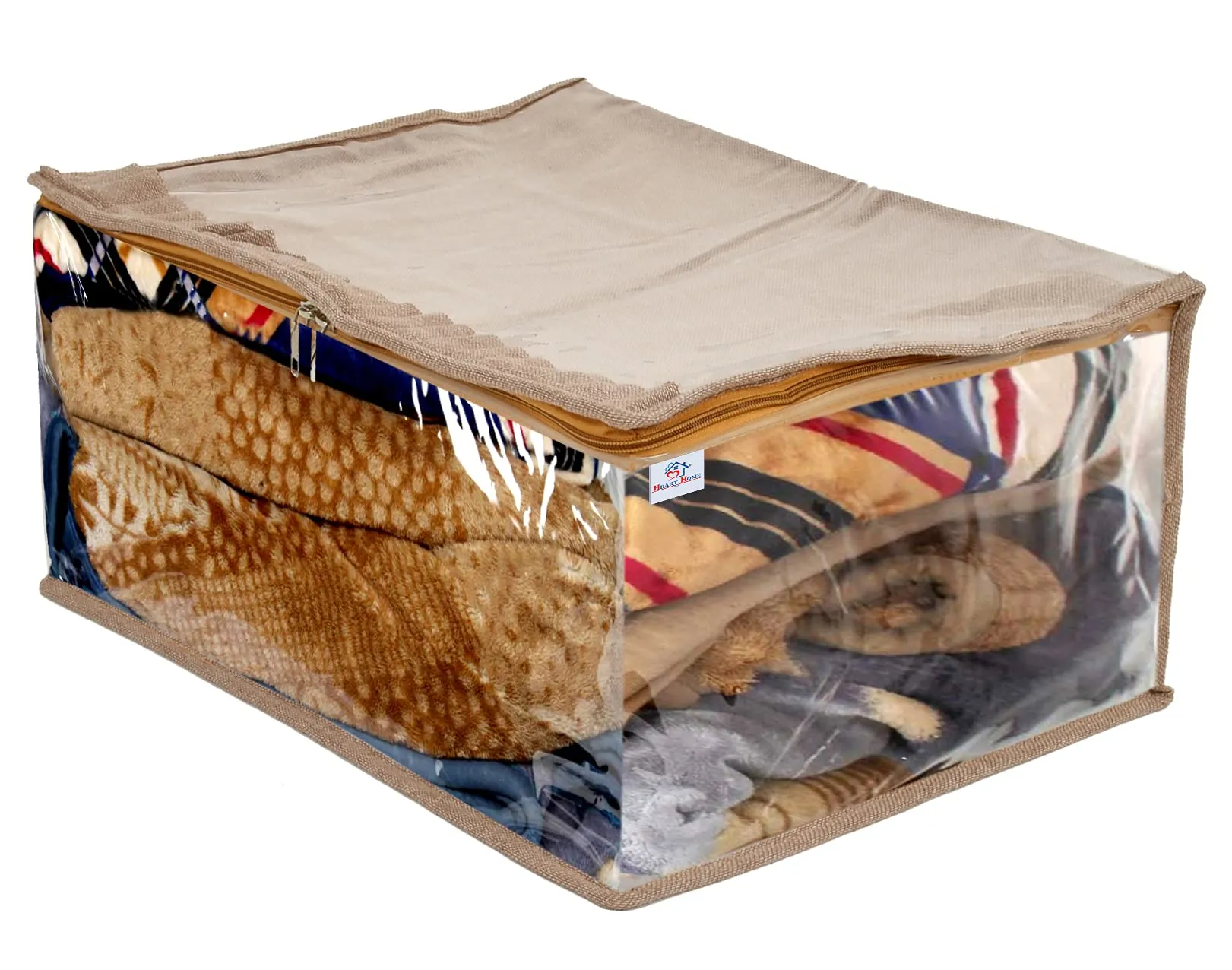 Heart Home Laminated Transparent Underbed Storage Bag (Ivory)-HS_38_HEARTH21450