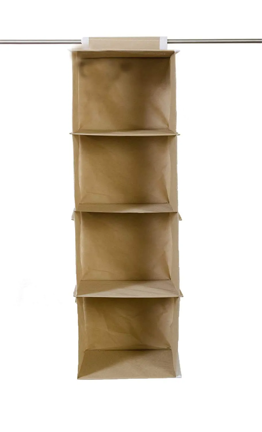 Heart Home Non Woven Hanging 4 Shelves Foldable Wardrobe/Closet Cloth Organizer (Brown)-HHEART15324