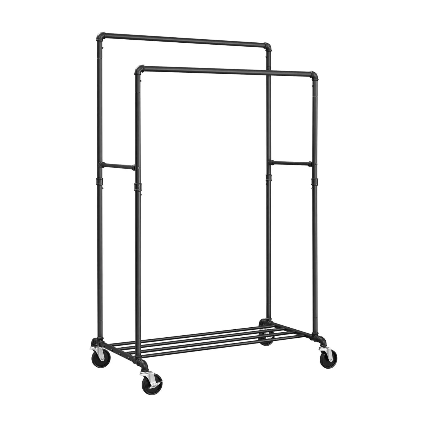 Heavy-Duty Pipe Clothes Rack with Wheels, Double Rails - SONGMICS