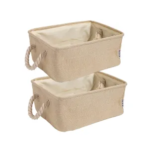 HOKIPO Eco-Friendly Foldable Baskets for Storage Pack of 2, Beige